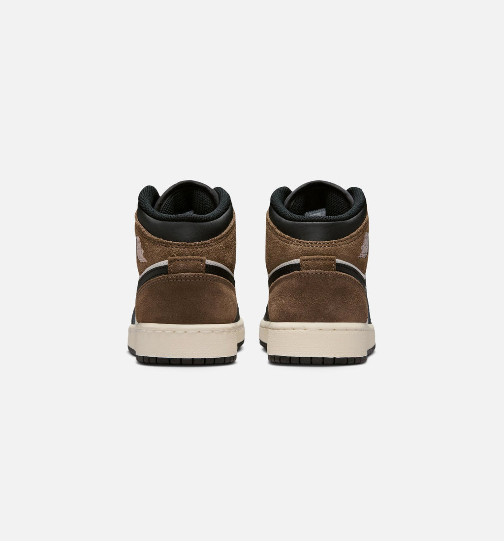 Air Jordan 1 Mid Grade School Lifestyle Shoes - Black / Phantom / Palomino / University Red