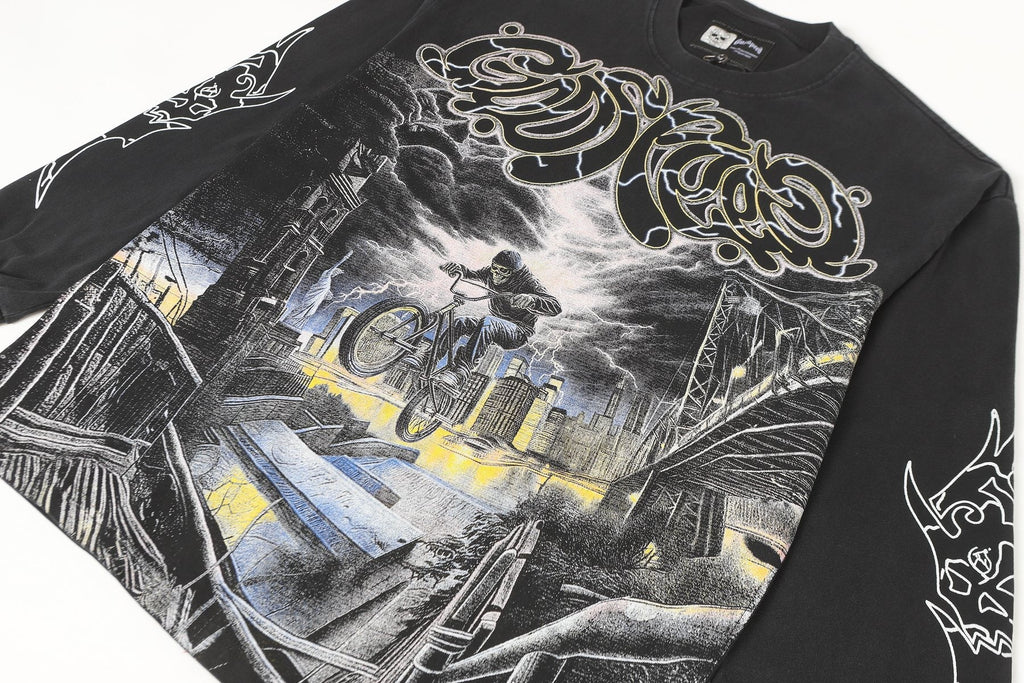 Godspeed Washed Black Rock Graphic Long-Sleeve T-Shirt