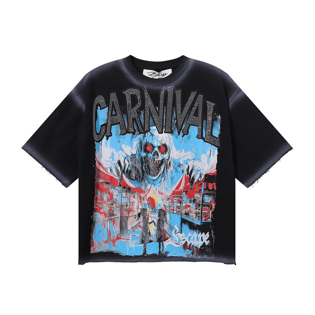 MAJESTIK Carnival Graphic Cropped T-Shirt