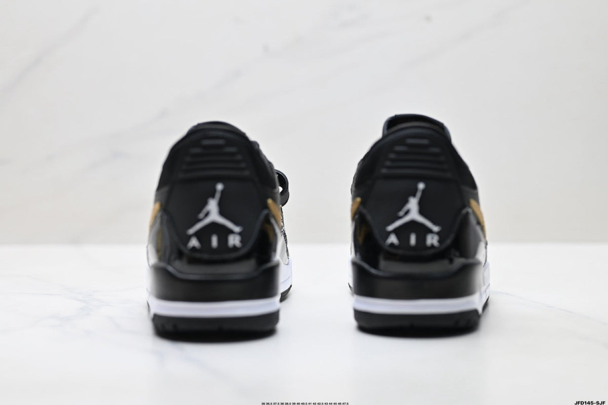 Jordan Legacy 312 Low Black White Metallic Gold Sneakers