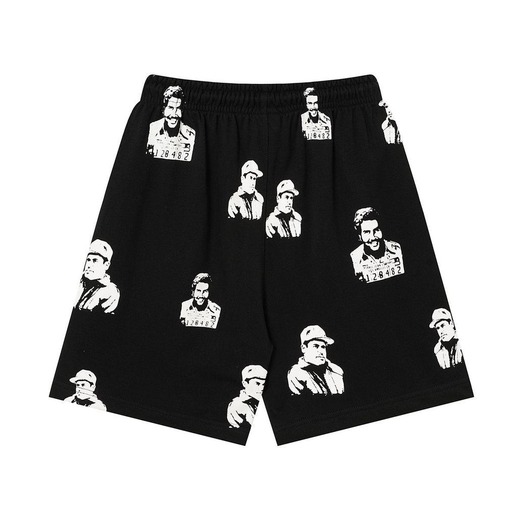 ASAALL All-Over Portrait Graphic Drawstring Shorts