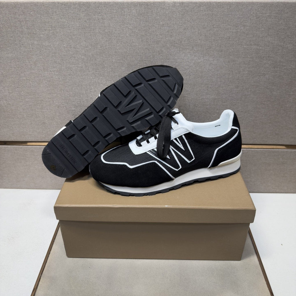 J.M. Weston Men's Black and White Panel Sneakers